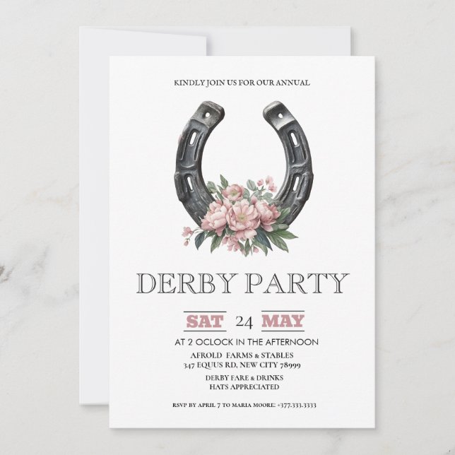 Convite para Festa do Derby de Kentucky Ferradura  (Frente)
