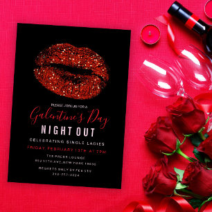 Convite para Festa do Dia de Galentine com Lábios