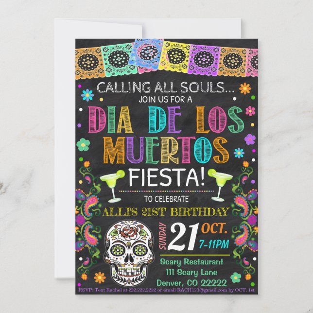 Convite para Festa do Dia De Los Muertos (Frente)