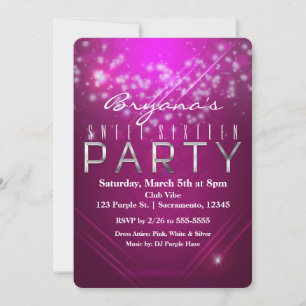 Convite para Festa do Magenta Pink Sparkle Club