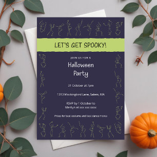 Convite para festa do Skeleton Dance Halloween - r