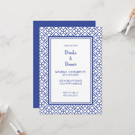 CONVITE PARA FESTA ELEGANTE COM BORDA AZUL E BRANC