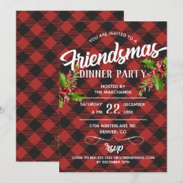 Convite para Festa Friendsmas em Xadrez Búfalo Ver