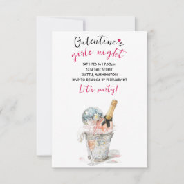 Convite para Festa Galentines Champanhe & Bola de