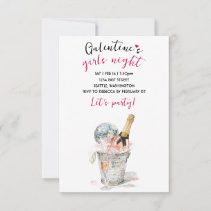 Convite para Festa Galentines Champanhe & Bola de