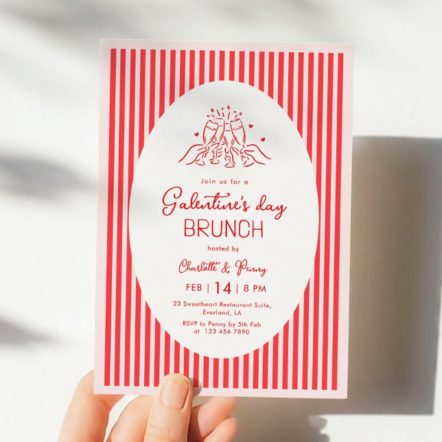 Convite para Festa Galentine's Rosa Vermelho (Criador carregado)