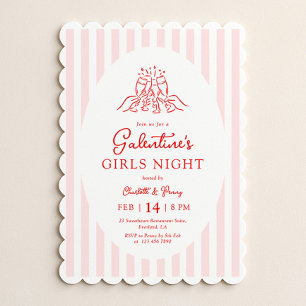 Convite para Festa Galentine's Rosa Vermelho