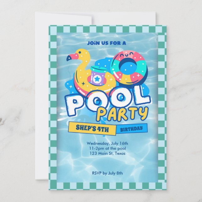 convite para festa na piscina (Frente)