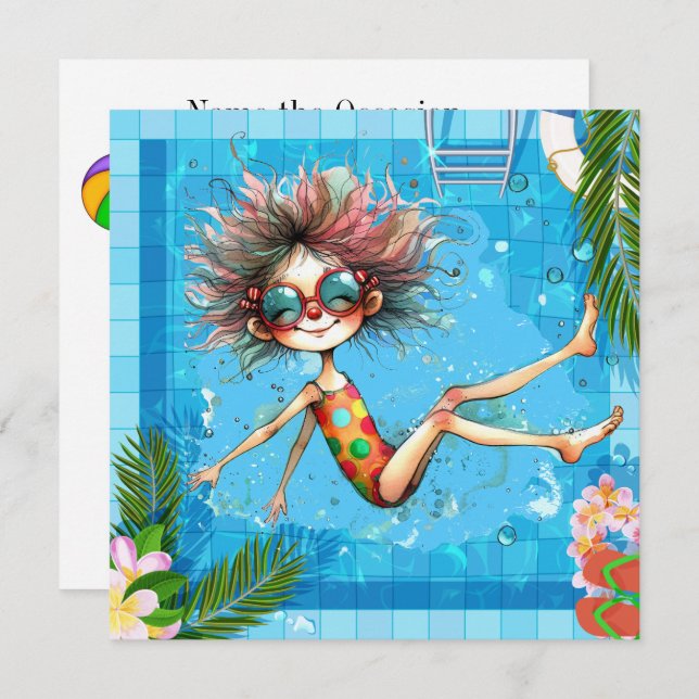 Convite para Festa na Piscina (Frente/Verso)