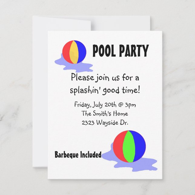 Convite para Festa na Piscina (Frente)