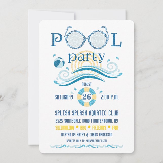 Convite para Festa na Piscina (Frente)