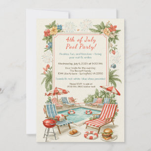 Convite para Festa na Piscina de 4 de Julho – Linh