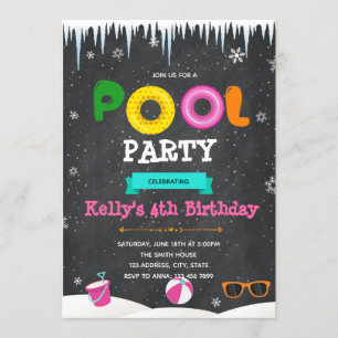 Convite para festa na piscina de inverno