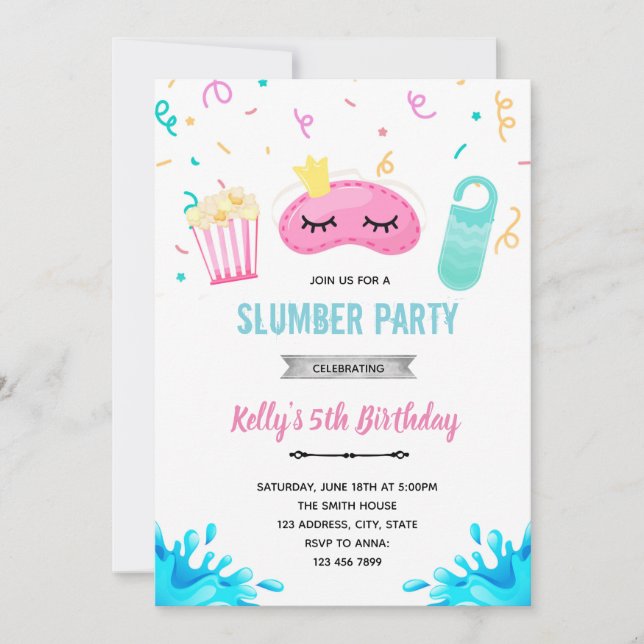 convite para festa na piscina do hotel slumber (Frente)