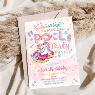 Convite para Festa na Piscina do Unicórnio Mágico
