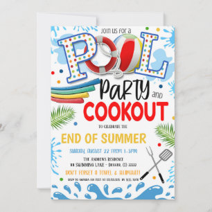 Convite para Festa na Piscina e Churrasco