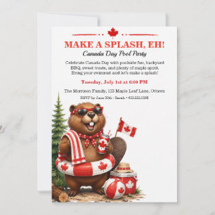Convite para Festa na Piscina no Dia do Canadá com