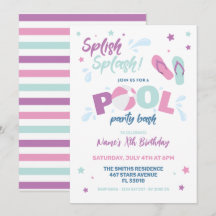 Convite para Festa na Piscina Rosa