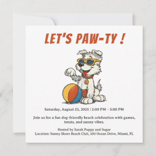 Convite para Festa na Praia de Cachorro Retrô – Ca