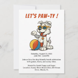 Convite para Festa na Praia de Cachorro Retrô – De