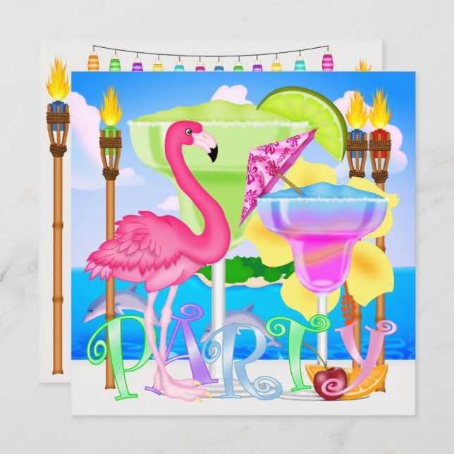 Convite para Festa na Praia do Paraíso / Luau (Frente/Verso)