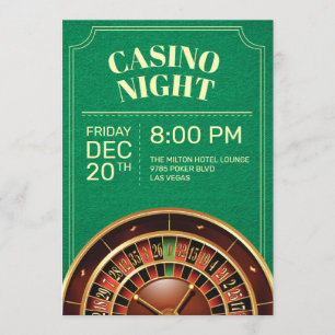 Convite para Festa Noite de Casino Verde