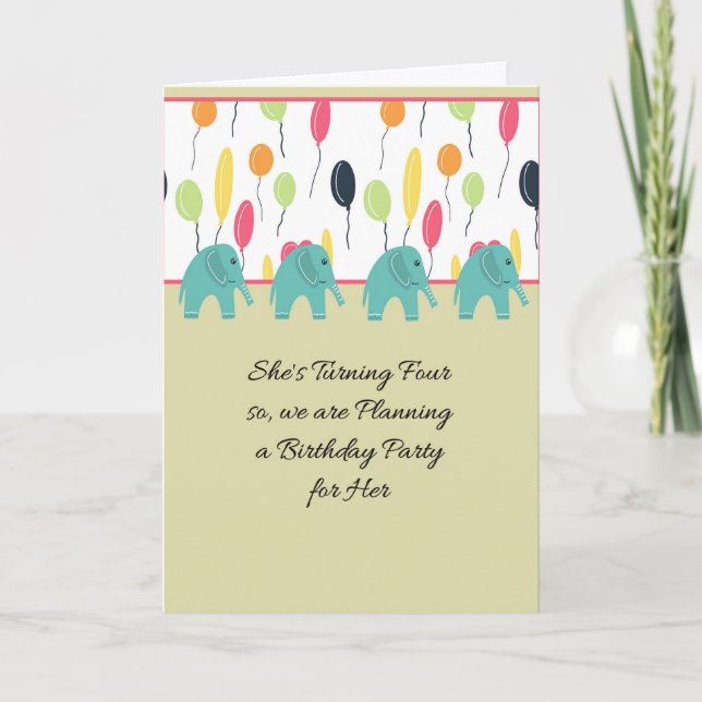 Convite para Festa para Criança Feminina de 4 Anos (Frente)