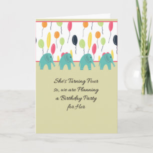 Convite para Festa para Criança Feminina de 4 Anos