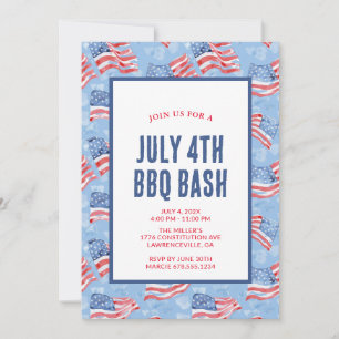 Convite para Festa Patriótica Americana de 4 de Ju