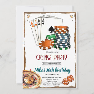 Convite para festa temática de cassino