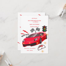 Convite para Festa Temática de Corrida de Carros E