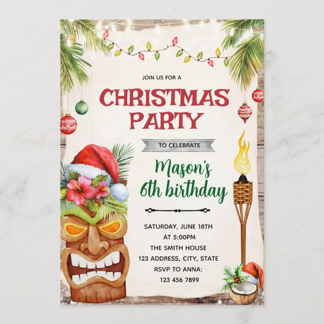 convite para festa tropical de Natal (Frente)