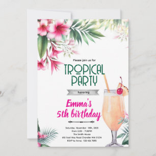 Convite para festa tropical de Piña Colada