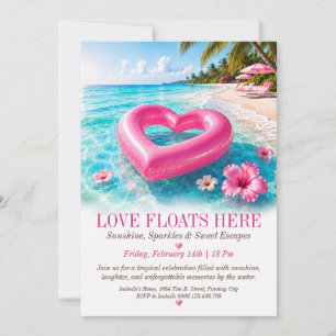 Convite para Festa Tropical na Praia Love Floats H