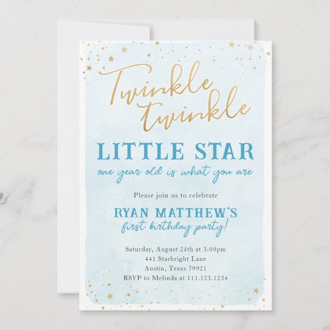 Convite para Festa Twinkle Twinkle Little Star (Frente)