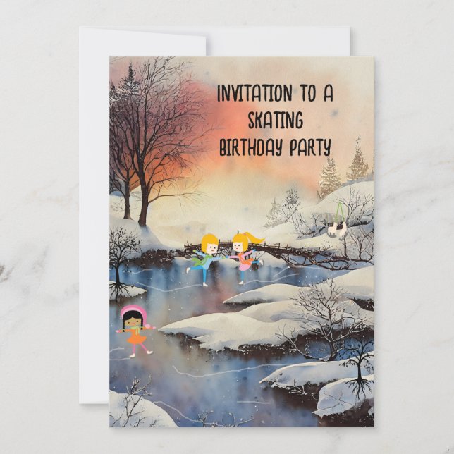 Convite para Festas de aniversário de patinação pa (Frente)