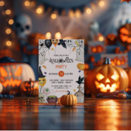 Convite para Festas de Dia das Bruxas Laranja e Ne