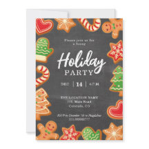 Convite para Festas de Férias Chalkboard Gingerbir
