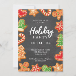 Convite para Festas de Férias Chalkboard Gingerbir