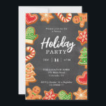 Convite para Festas de Férias Chalkboard Gingerbir<br><div class="desc">Cartão de convite para o Feriado do Gingerpão Cookies. É fácil personalizar.</div>