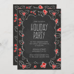 Convite para Festas de Férias Chalkboard Holly Ber<br><div class="desc">Convide seus amigos e família para o Festa de Férias com estes belos convites para o Quadro de discussão que contêm um lindo padrão de bagas ocas e seus detalhes de festas escritos em fontes modernas. A maioria dos elementos de design pode ser redimensionada/movida/excluída/alterada de acordo com sua escolha/preferência.</div>