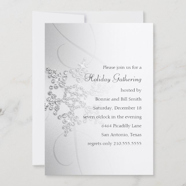 Convite para Festas de Férias Snowflake (Frente)