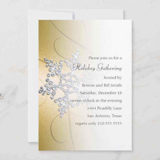 Convite para Festas de Férias Snowflake (Frente)