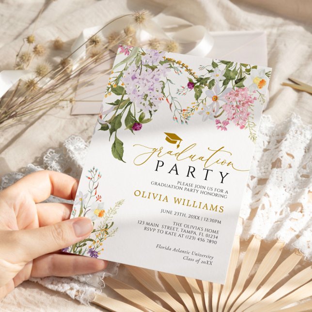 Convite para Festas de formatura de flores selvage (Criador carregado)