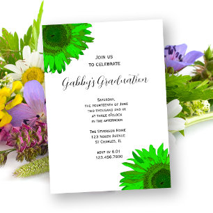 Convite para Festas de formatura de girassol verde