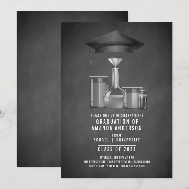 Convite para Festas de formatura de nível científi (Frente/Verso)