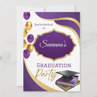 Convite para Festas de formatura Dourada e Roxo El
