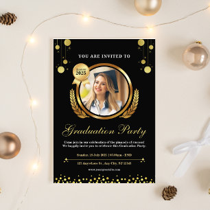 Convite para Festas de formatura Elegante Preta e