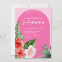 Convite para Festas de formatura Tropicais Rosa