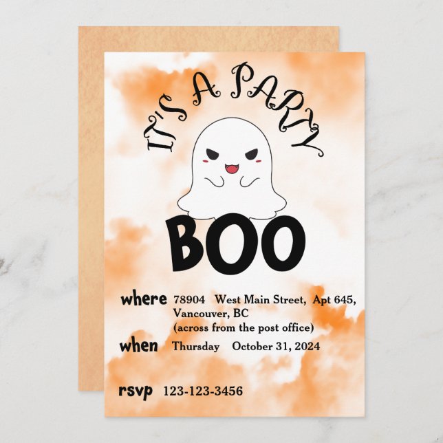 Convite para Festas de Halloween (Frente/Verso)